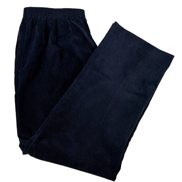 Alfred Dunner Classic Fit Corduroy Pull on Pants Pockets Elastic Waist 8P Black - Picture 1 of 11